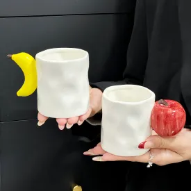 2-Piece Creative Fruit Ceramic Mug Set | Apple & Banana | 280ml Couple Mugs | Perfect Gift for Birthdays or Valentine's Day