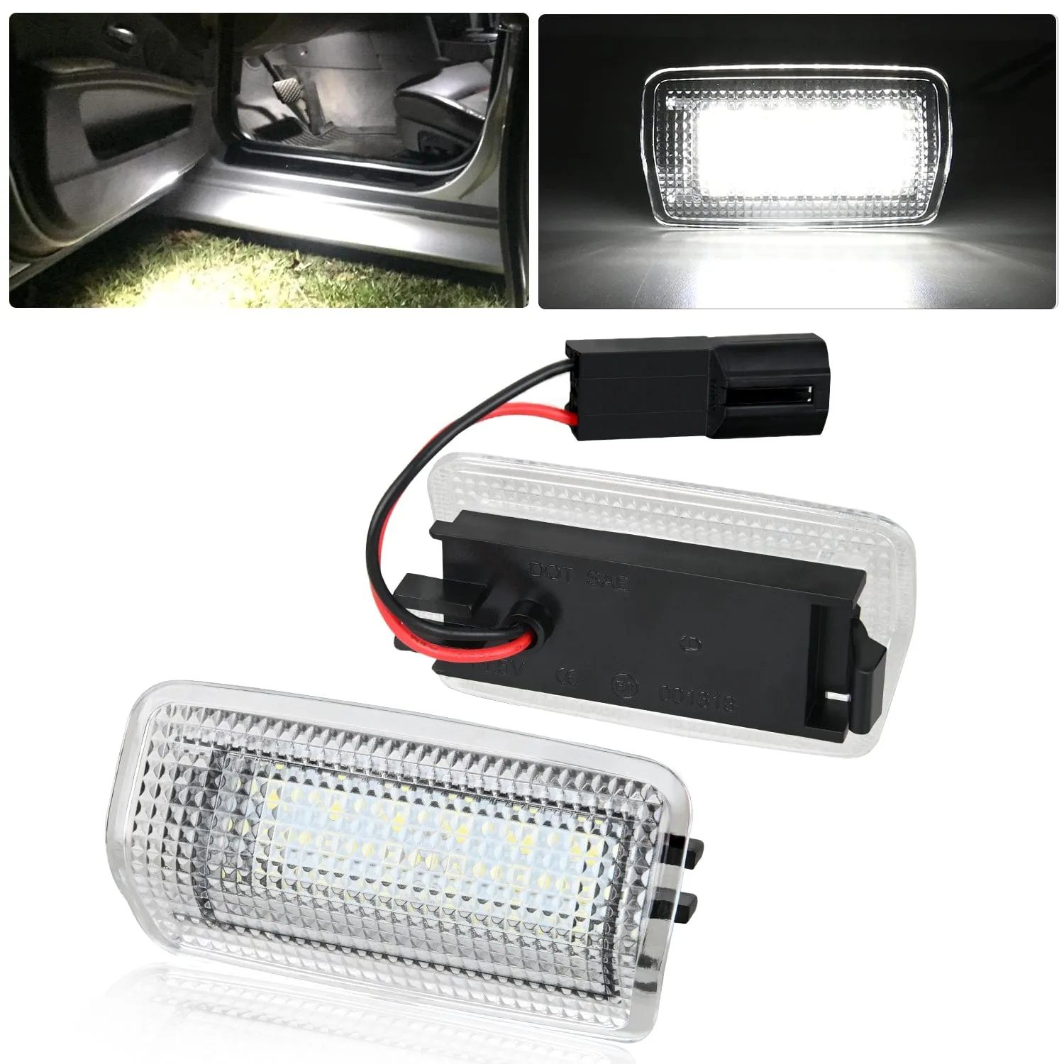2PCS LED Interior Door Panel Light Courtesy Warning Lights White Beam Plug and Play for Toyota Avalon Sienna Venza Camry Prius 4Runner Lexus IS ES GS LS RX GX LX Subaru BRZ