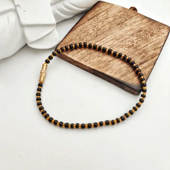 Adjustable Black Golden Beads Indian New Born Kids Nazaria Daily Bracelet