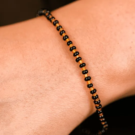 Adjustable Black Golden Beads Indian New Born Kids Nazaria Daily Bracelet