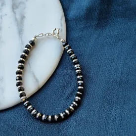 Black Pure Silver Beaded Indian New Born Kids Nazaria Daily Bracelet