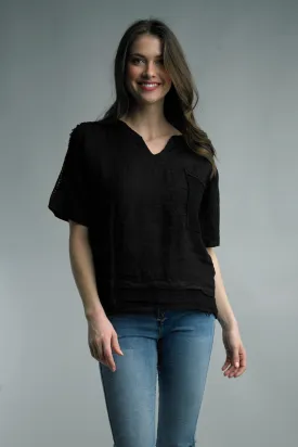 Bobbi Basket Weave Linen Top