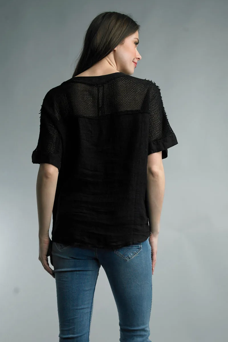 Bobbi Basket Weave Linen Top