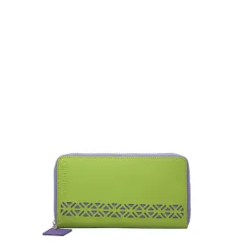 ClaudiaG Lotus Leather Wallet-Lime Green/Plum
