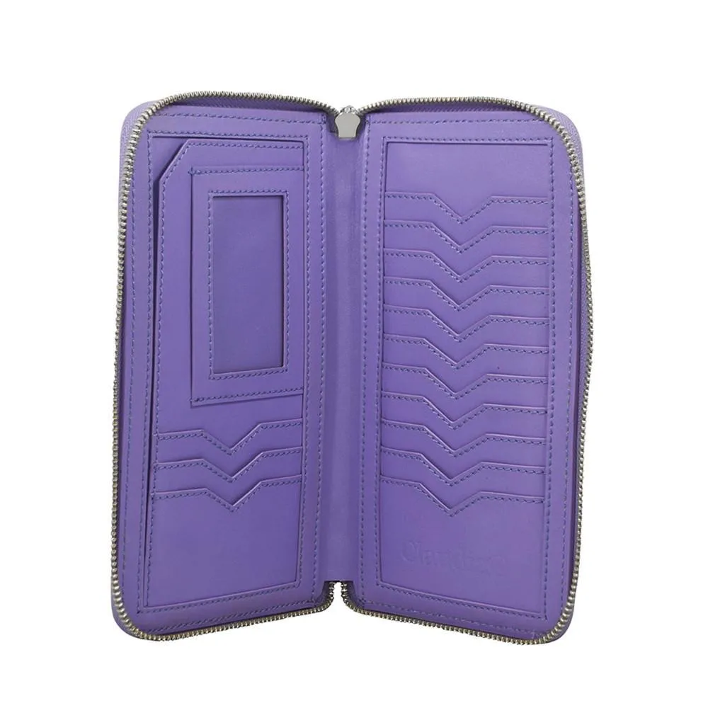 ClaudiaG Lotus Leather Wallet-Lime Green/Plum