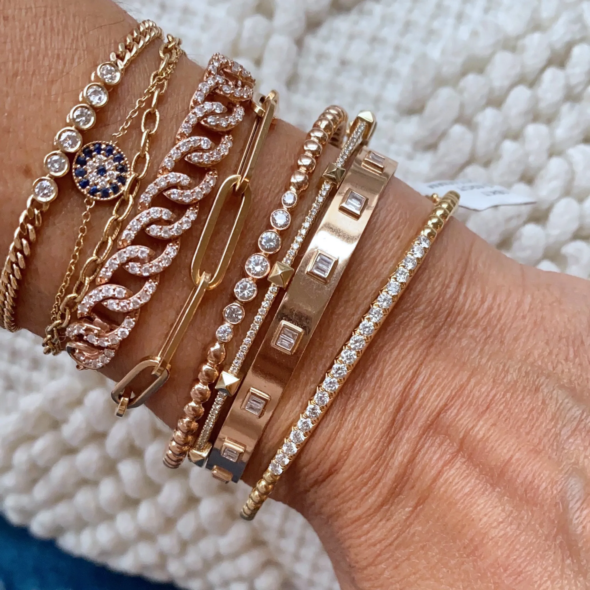 CUSTOM WAITLIST Cuff Bangle with Bezel Baguettes