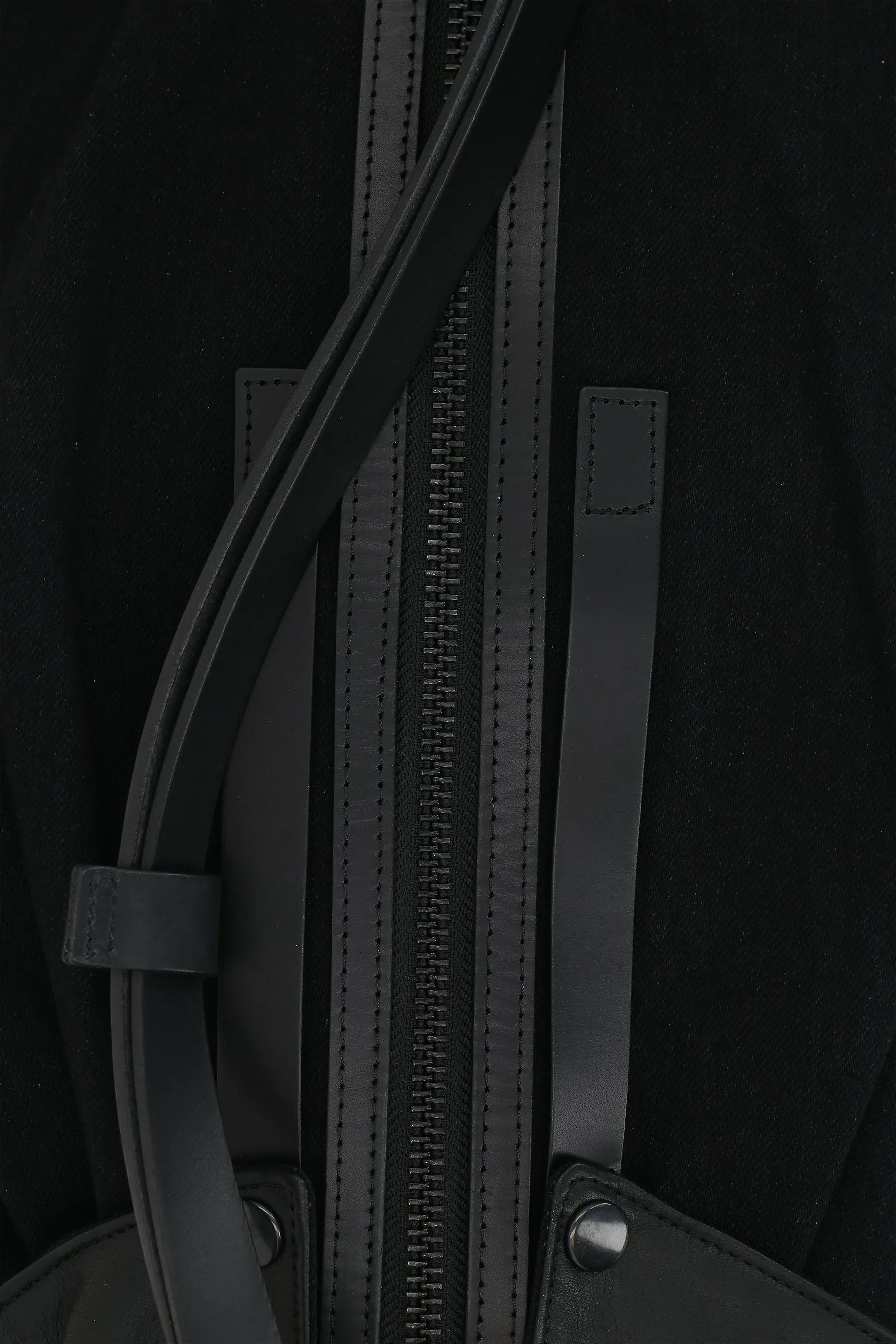 denim and smooth leather backpack