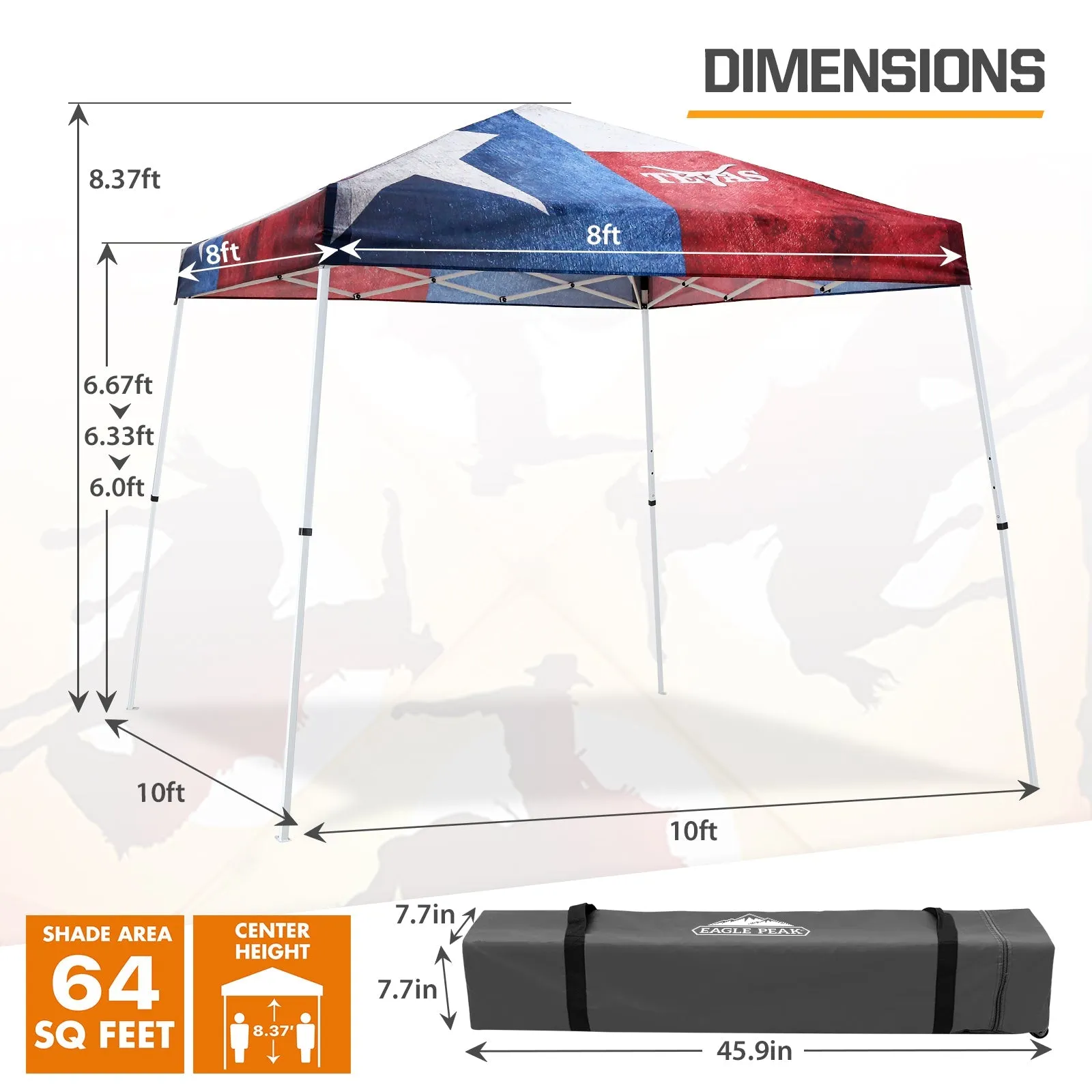 Eagle Peak SHADE GRAPHiX Slant Leg 10x10 Easy Setup Pop Up Canopy Tent with Digital Printed Tex