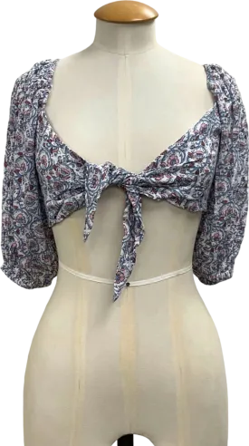 MINKPINK Multicolour Paisley Tie Front Crop Top UK XS
