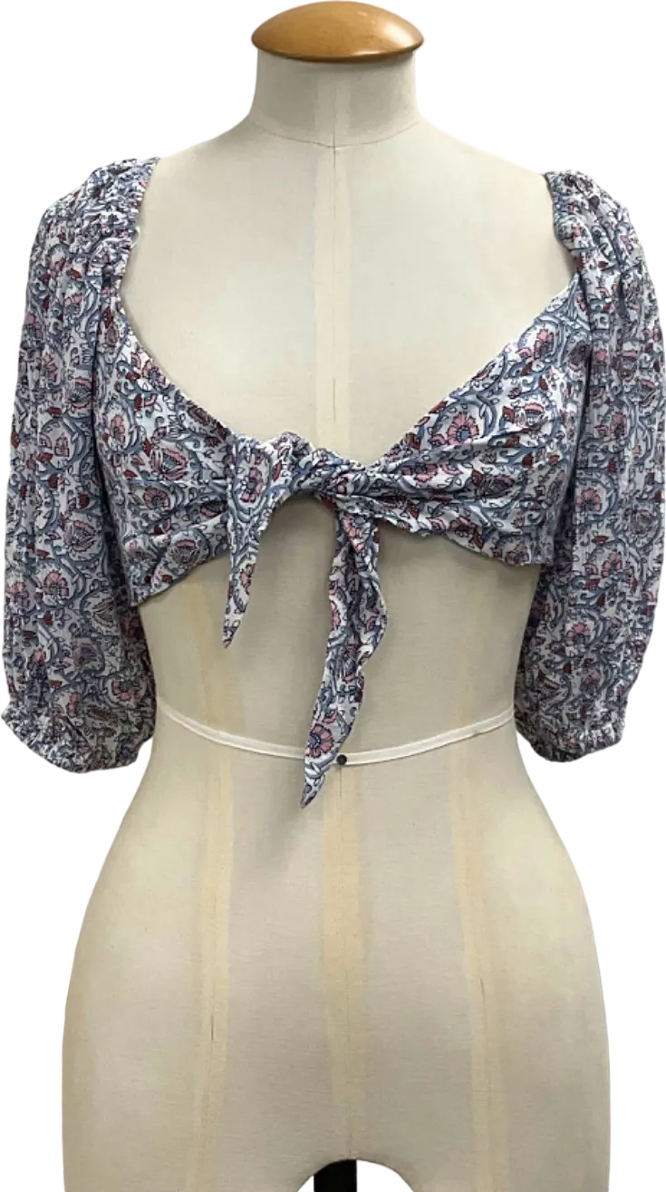 MINKPINK Multicolour Paisley Tie Front Crop Top UK XS