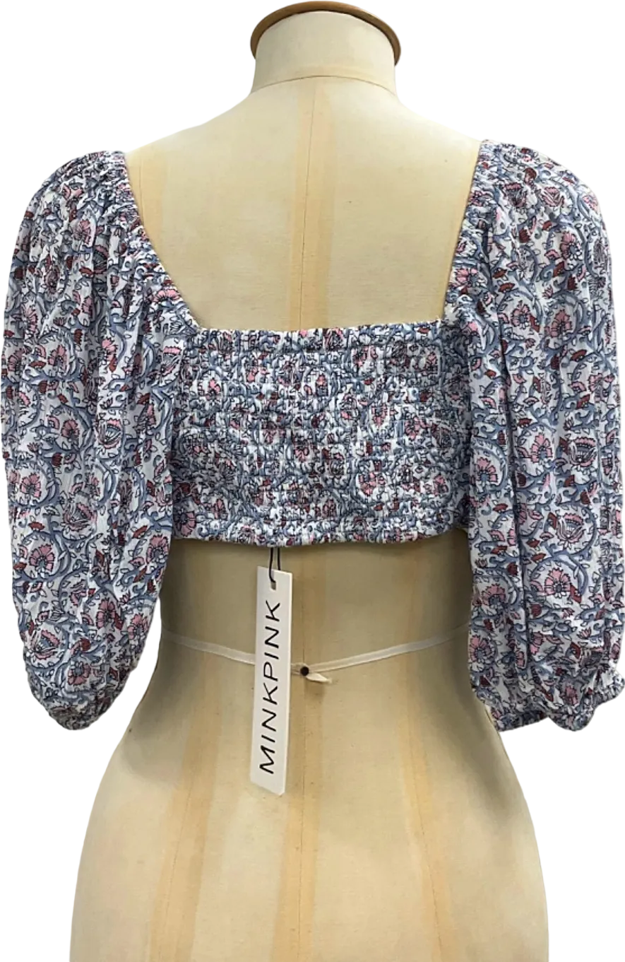 MINKPINK Multicolour Paisley Tie Front Crop Top UK XS