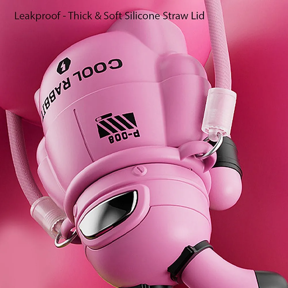 Pink Alien Spaceship Stainless Steel water Bottle for Kids, 470ml