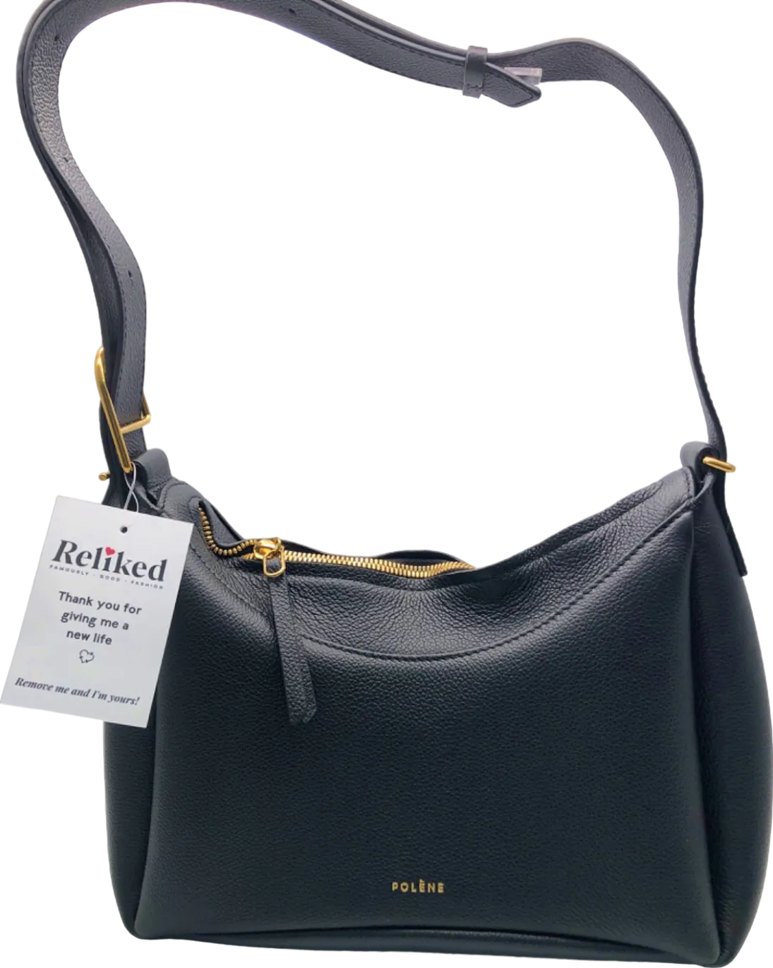 Polène Black Leather Shoulder Bag
