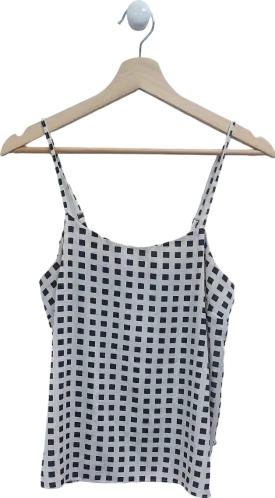 River Island White Checkered Cami Top UK 12