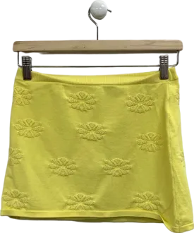 White Fox Yellow Embroidered Skirt UK S